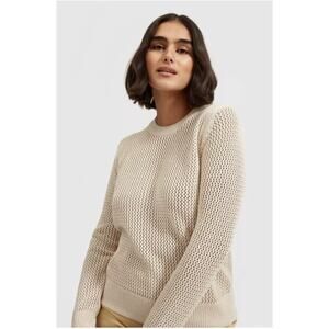 Everlane Mesh Soft Cotton Crew Sweater in Praline Cream Women's sz XS Minimalist
